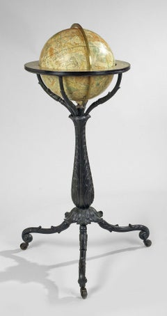 Pair of American Globes on Cast Iron Stands