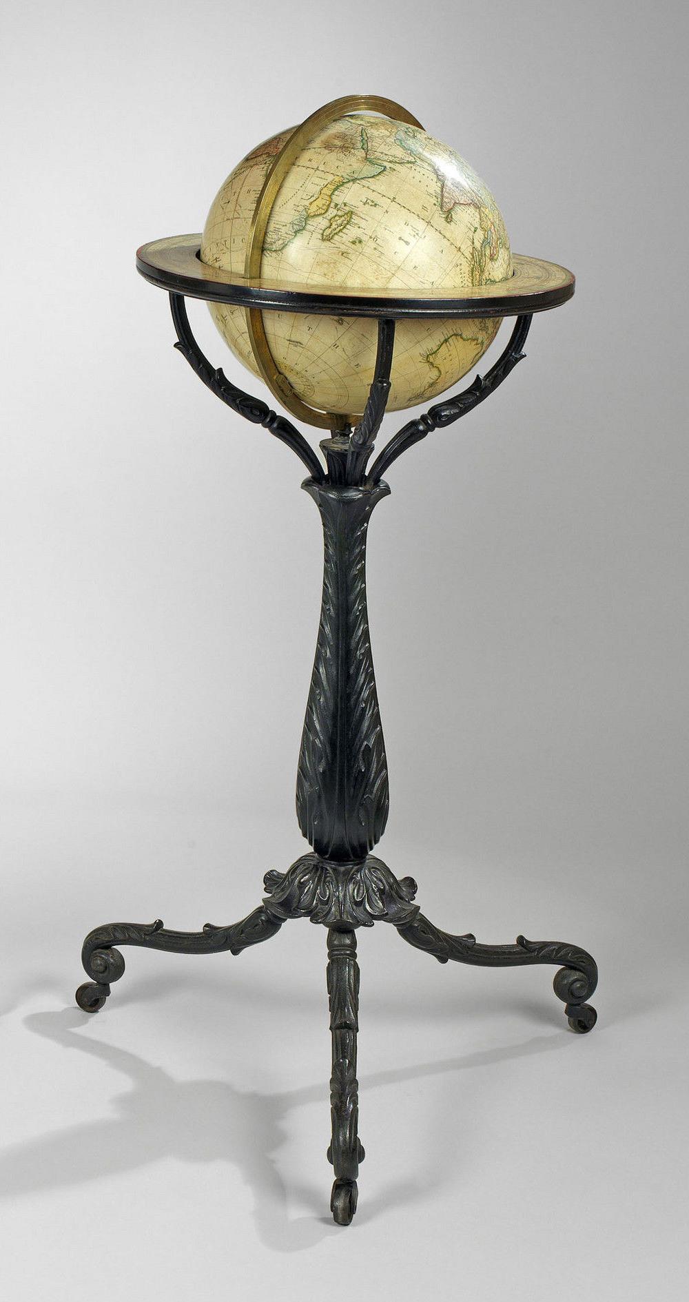 American Classical Pair of American Globes on Cast Iron Stands For Sale