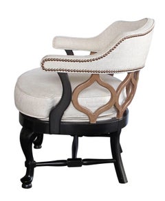 Pair of American 1960s Hollywood Regency Deep-Brown and Taupe Lacquered Chairs