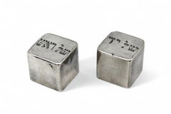 Pareja de estuches de tefilín americanos en miniatura de plata, circa 1900