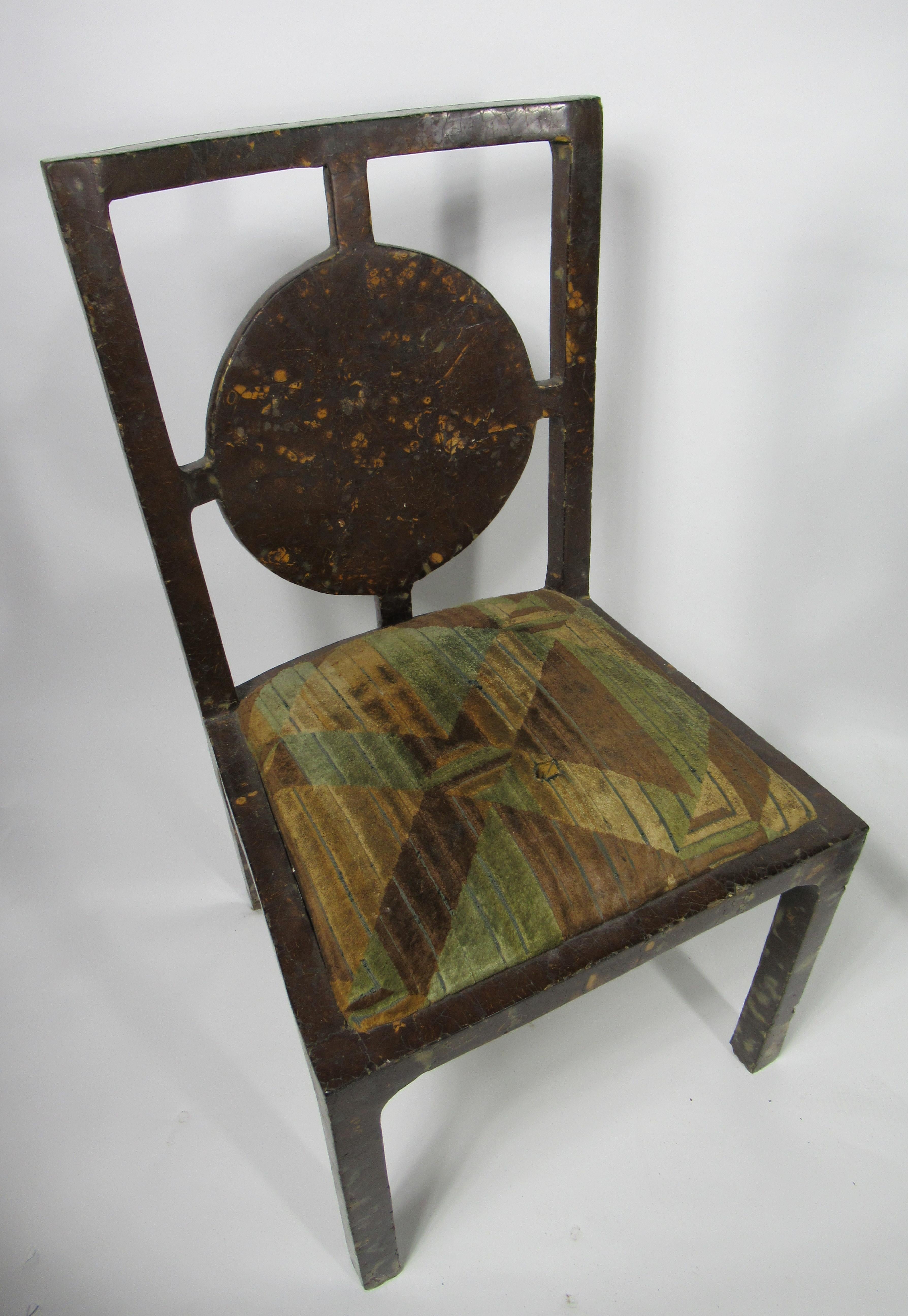Mid-20th Century Pair of American Modern Coconut Veneered Side Chairs For Sale