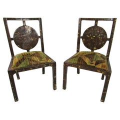 Pair of American Modern Coconut Veneered Side Chairs