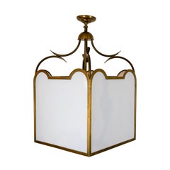A Pair of American Patinated Brass Lanterns