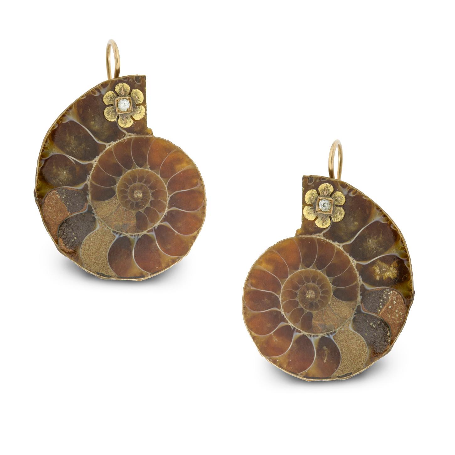 Art Deco A Pair of Ammonite Earrings