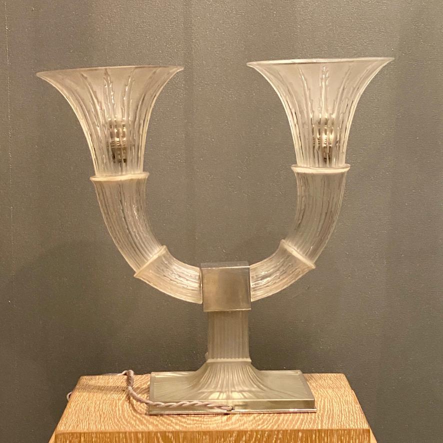 A pair of Amsterdam Glass Art Deco table Tamps by R.Lalique  For Sale 6