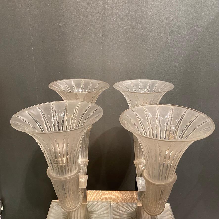 Molded A pair of Amsterdam Glass Art Deco table Tamps by R.Lalique  For Sale