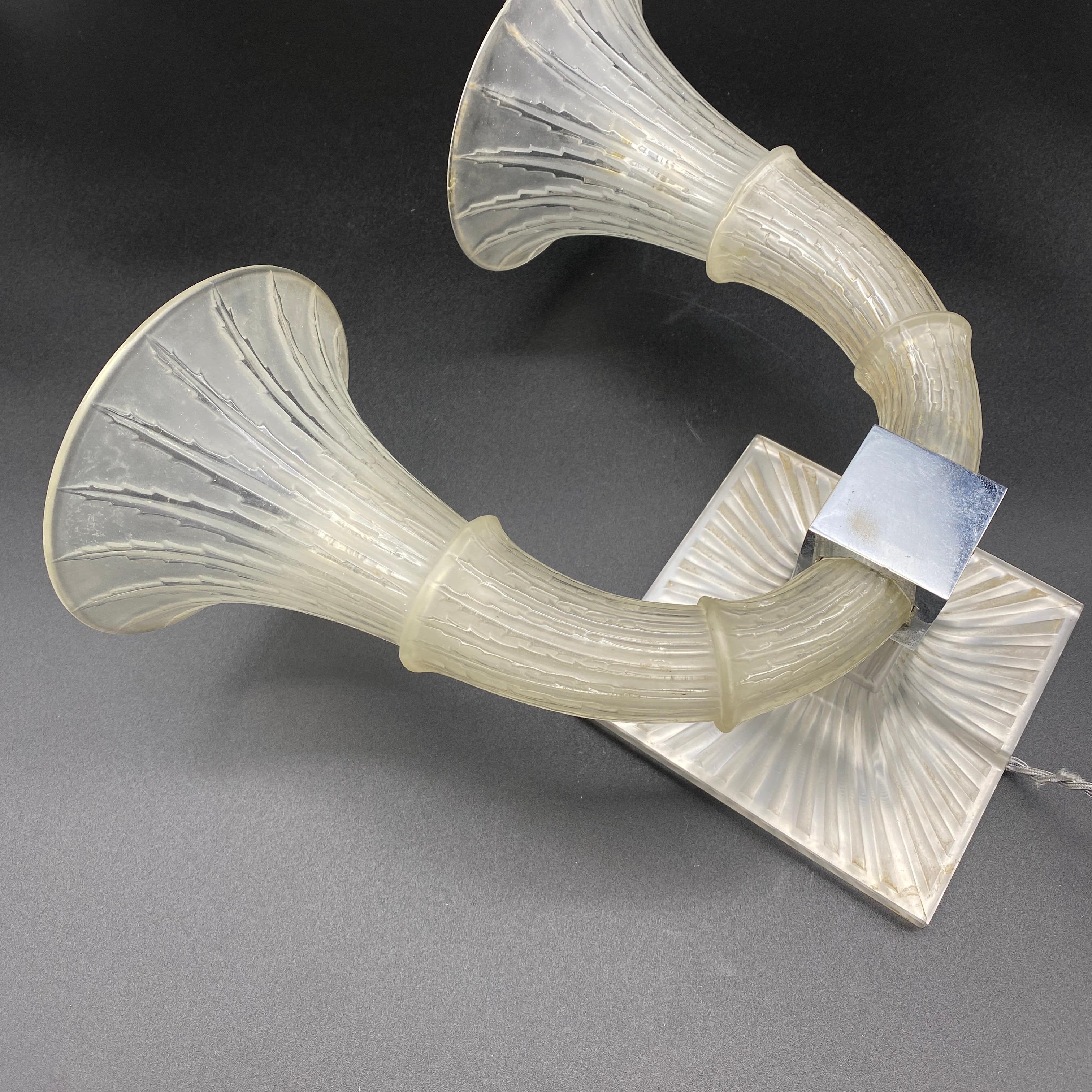Mid-20th Century Pair of Amsterdam Glass Sconces by R.Lalique