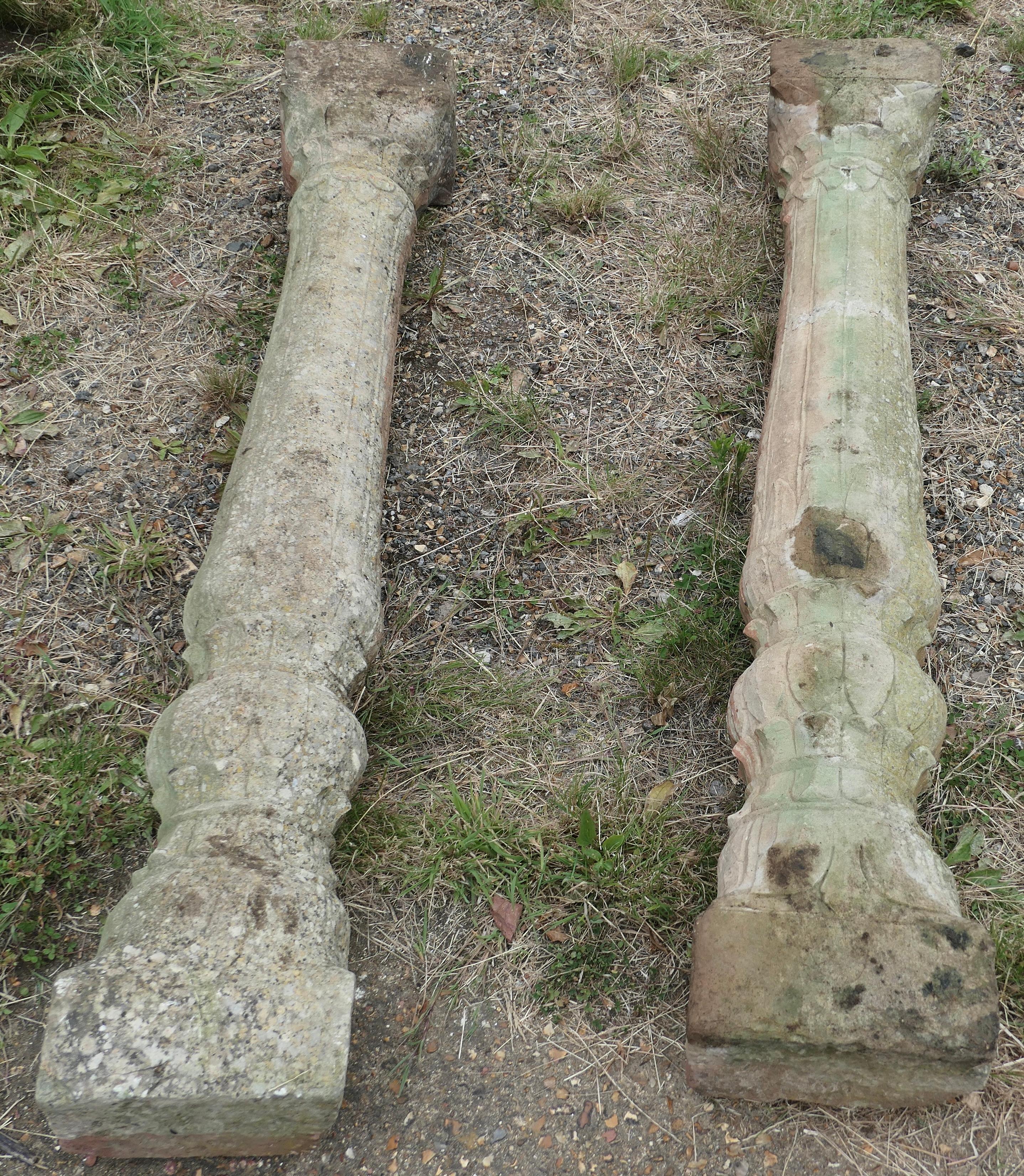 A Pair of Ancient Corinthian Type Stone Columns For Sale 7