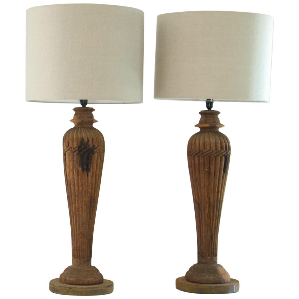 Pair of Anglo-Indian Column Lamps by KB Studio