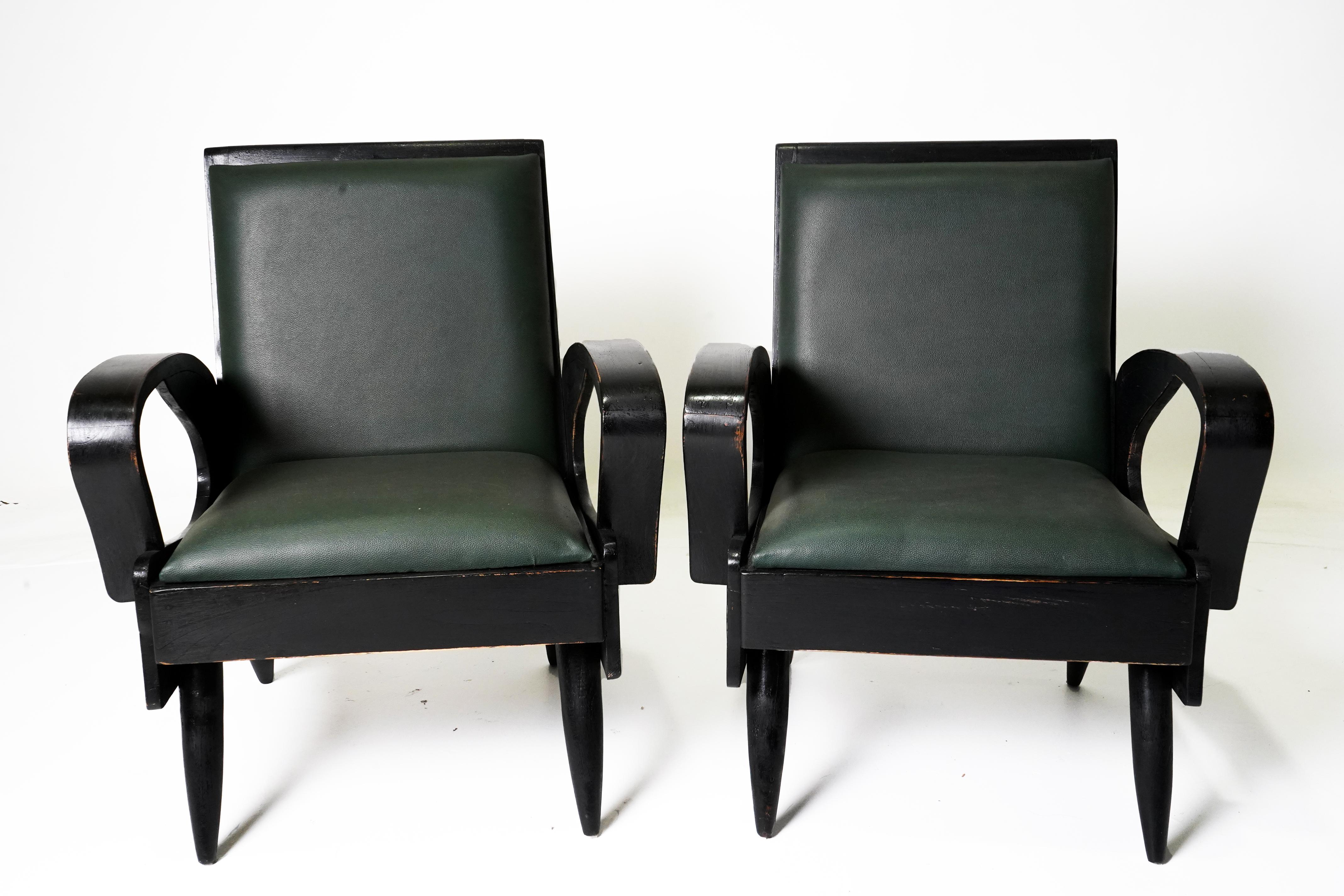 Rare Pair of 1950's Modern Anglo-Indian  Arm Chairs For Sale 2