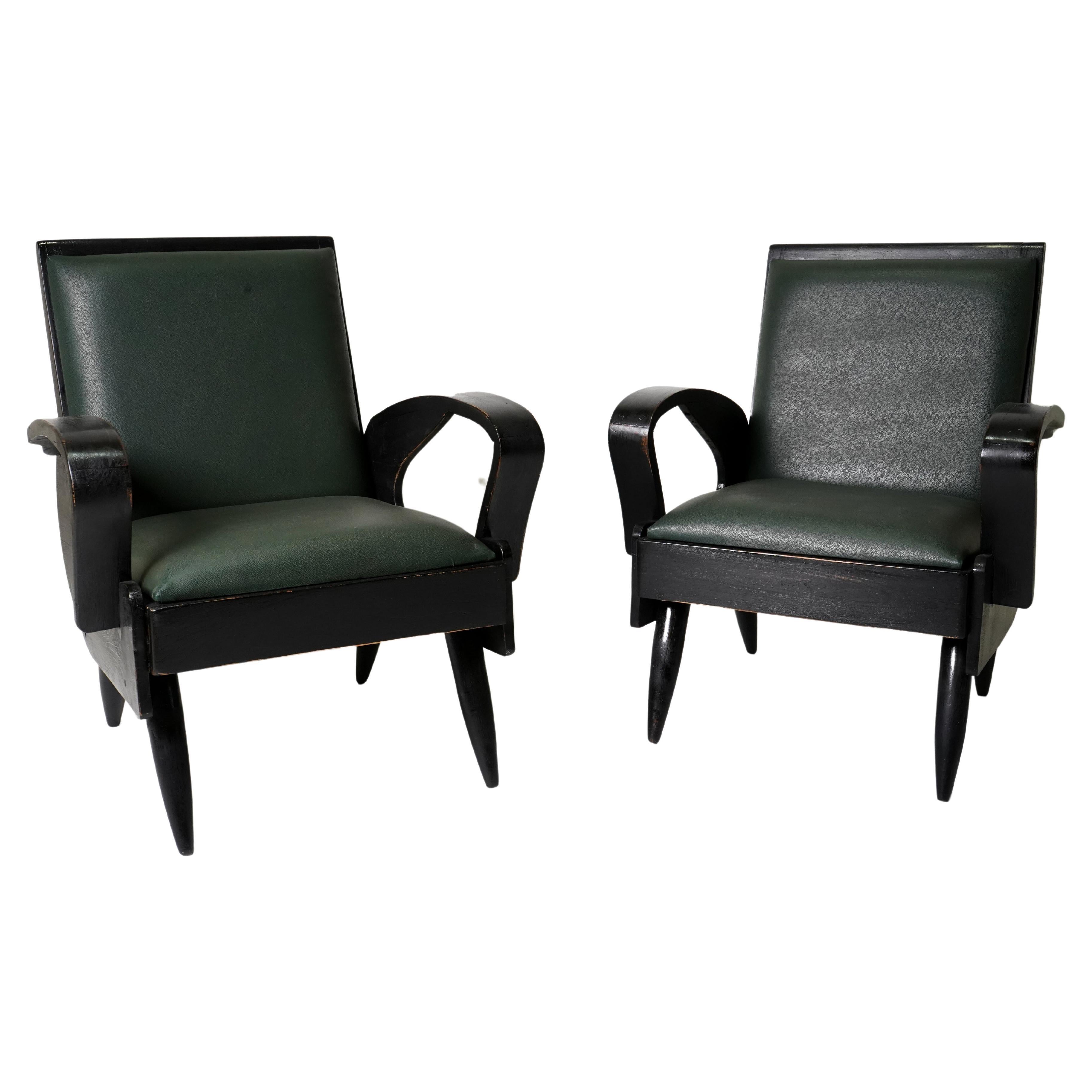Rare Pair of 1950's Modern Anglo-Indian  Arm Chairs For Sale