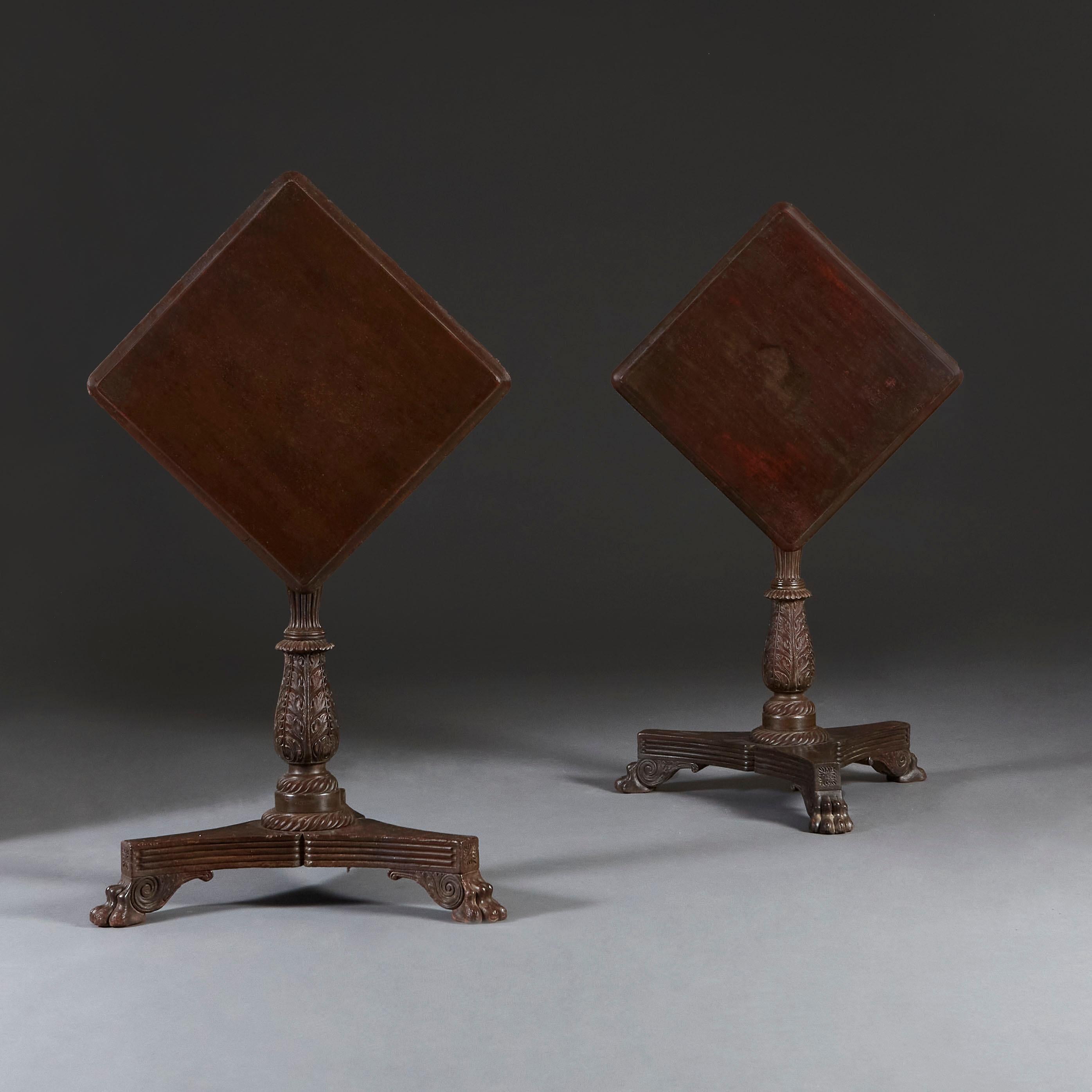 Carved Pair of Anglo Indian Occasional Tables For Sale
