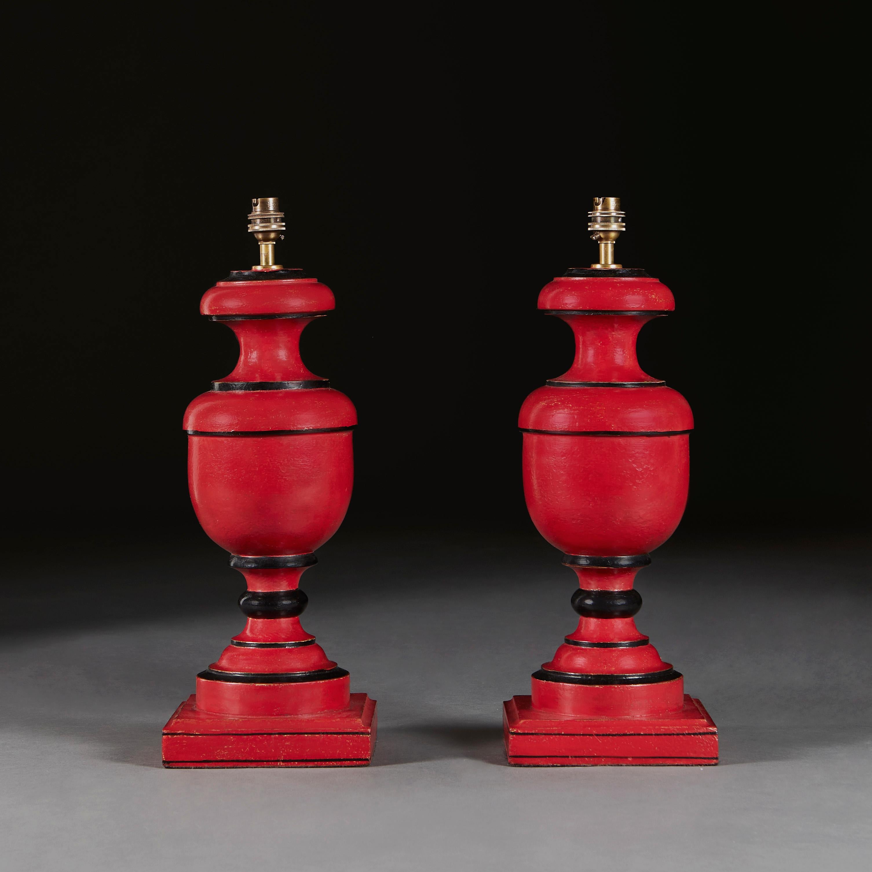 red table lamps