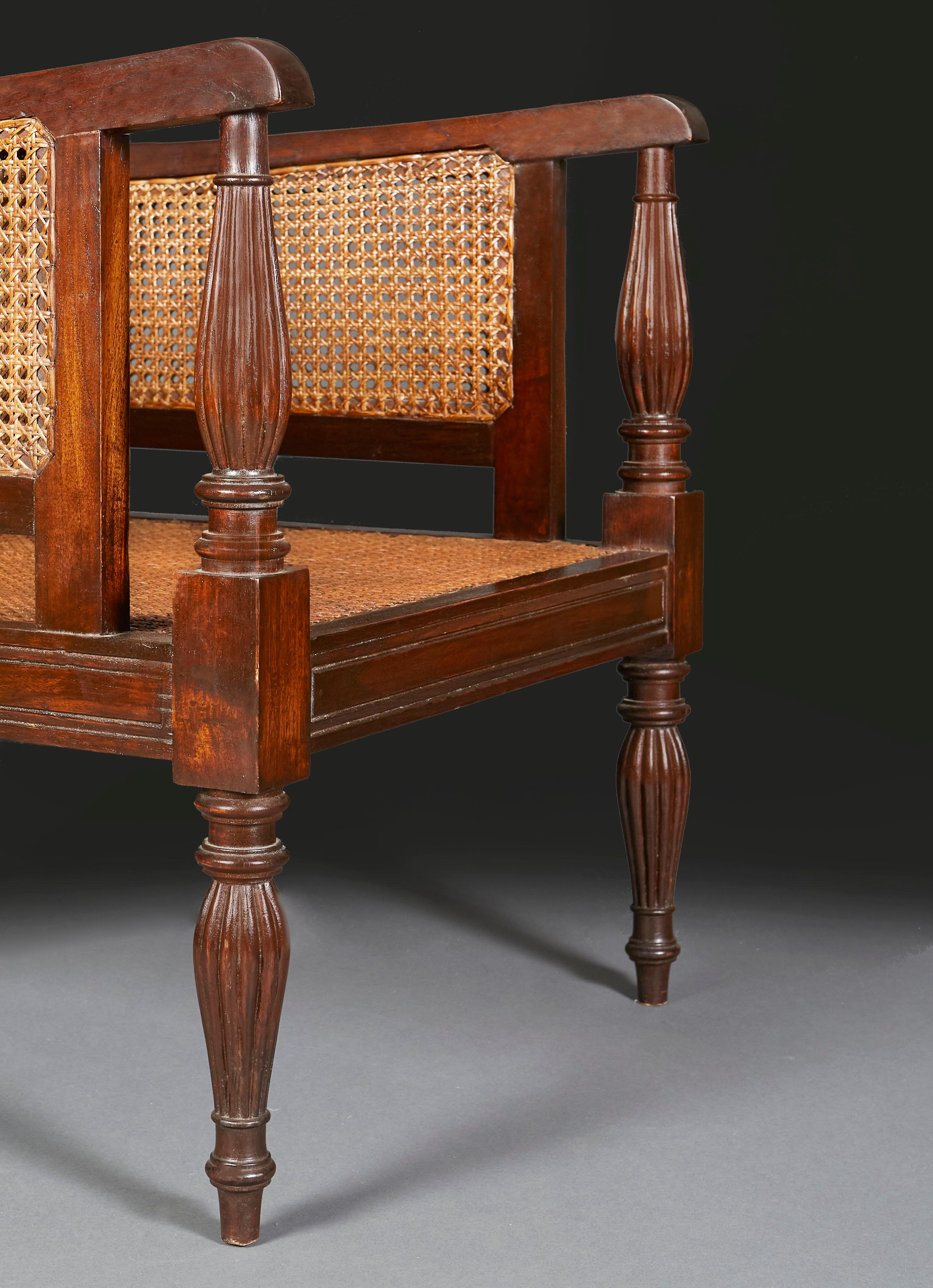 Pair of Anglo Indian Regency Style Caned Bergeres In Good Condition In London, GB