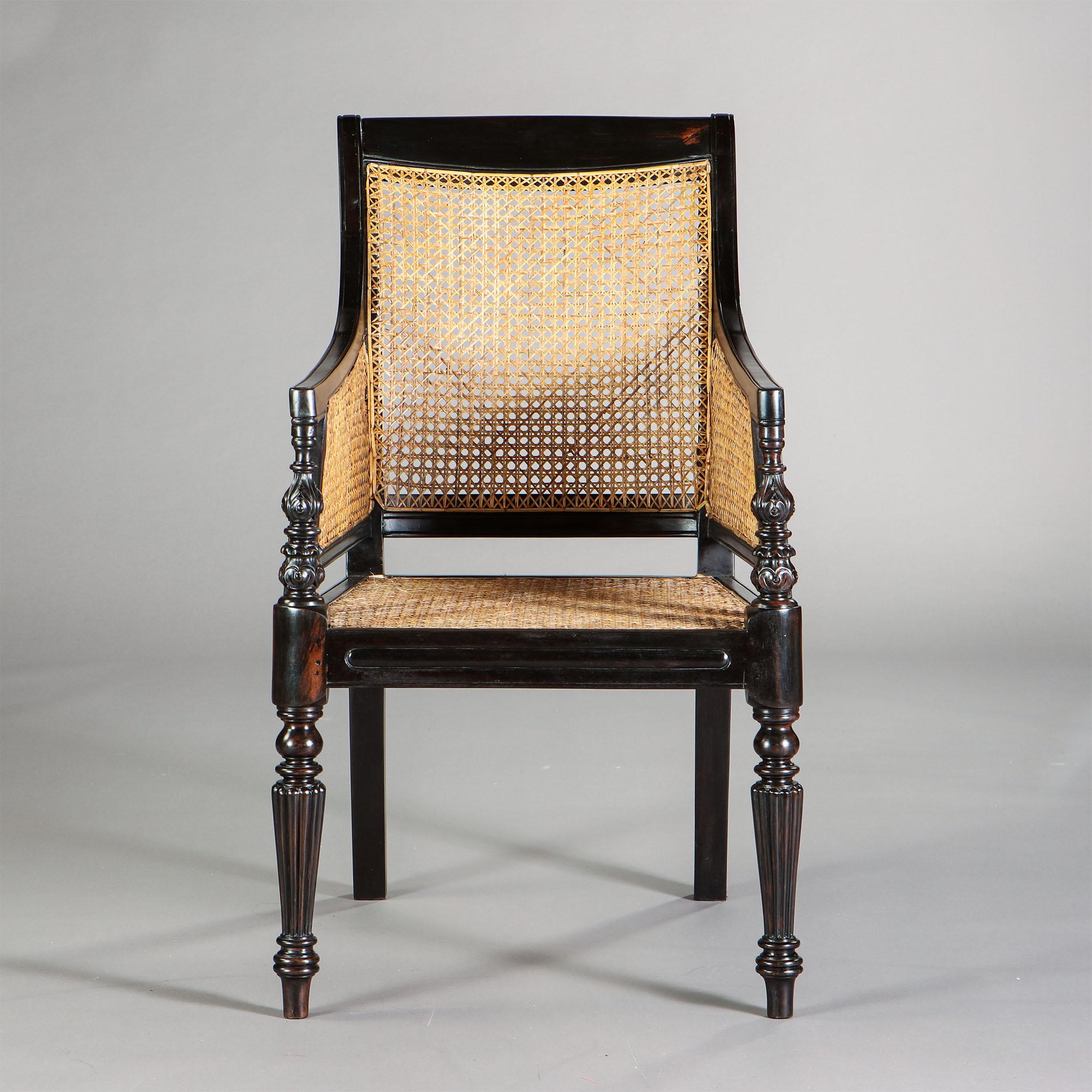 Pair of Anglo Indian Regency Style Library Chairs In Good Condition In London, GB