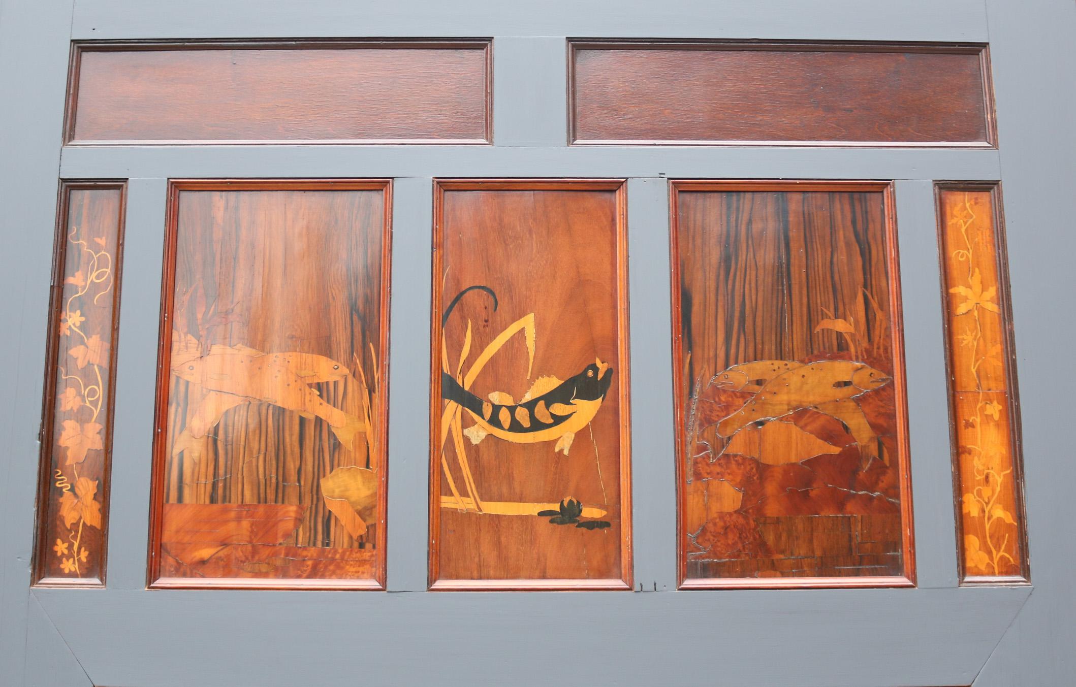 Mahogany Pair of Antique 1930s Marquetry Sliding Doors For Sale