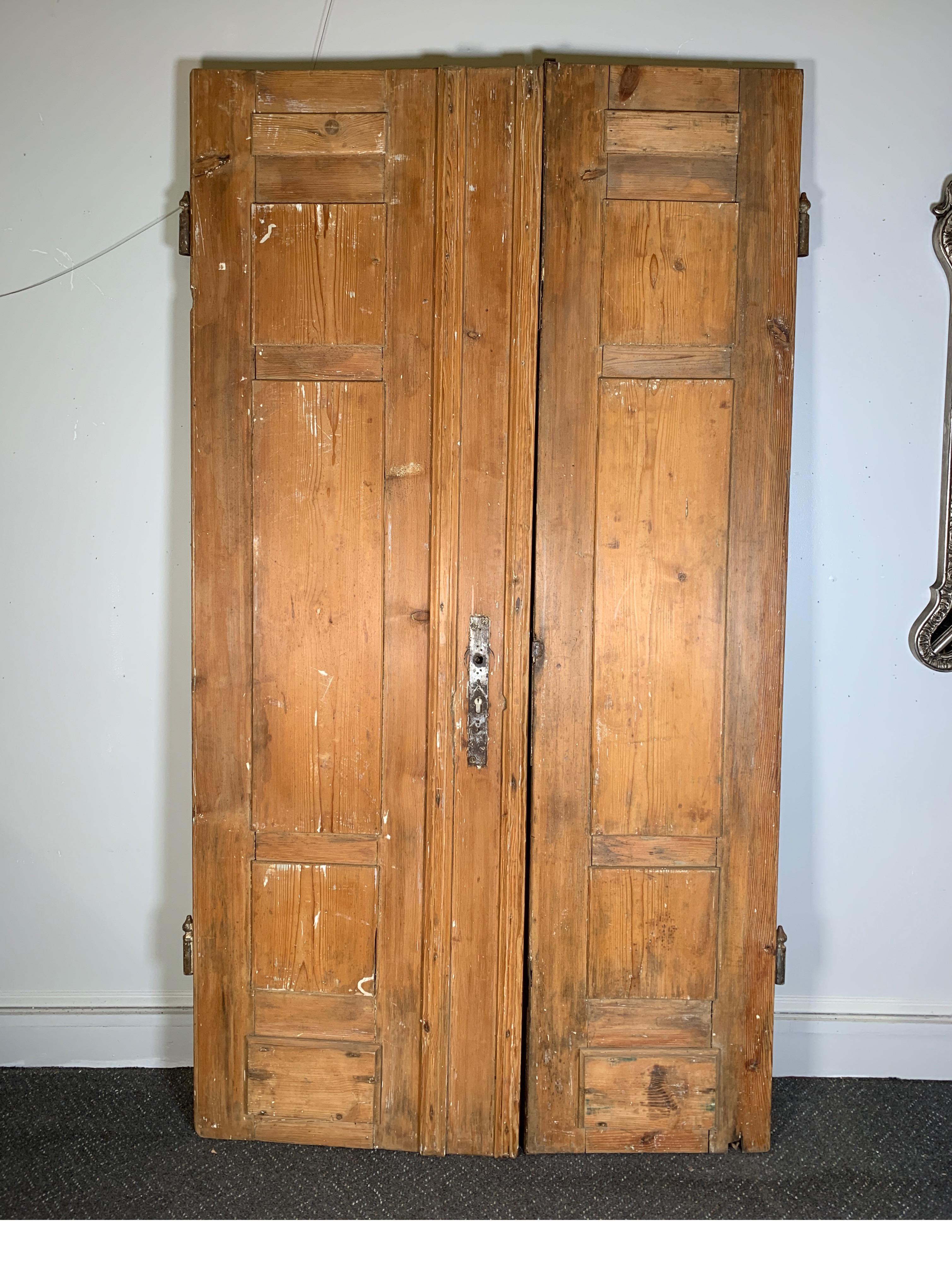Pair of Antique 19th Century Handmade Pine Doors 7