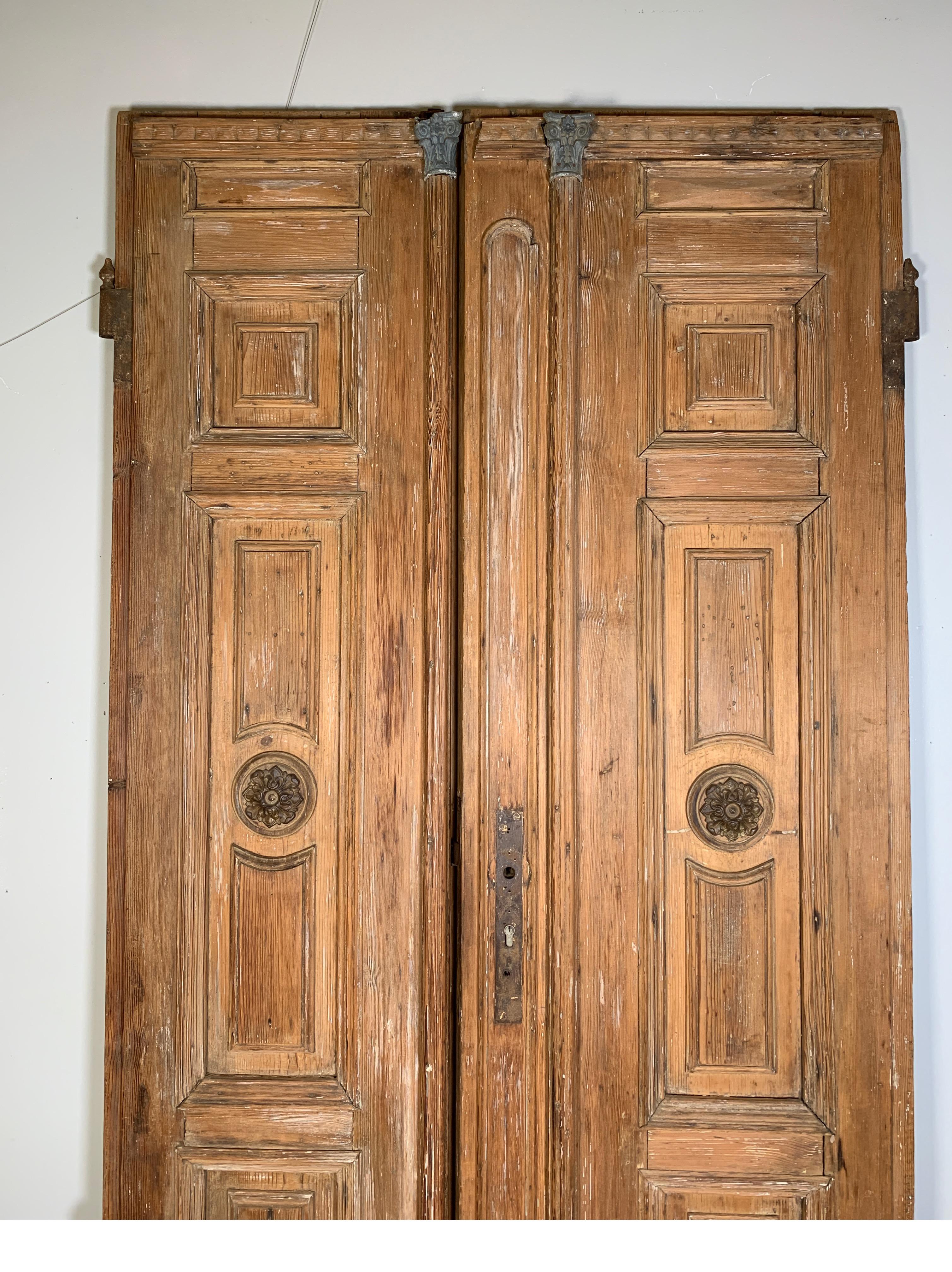 English Pair of Antique 19th Century Handmade Pine Doors