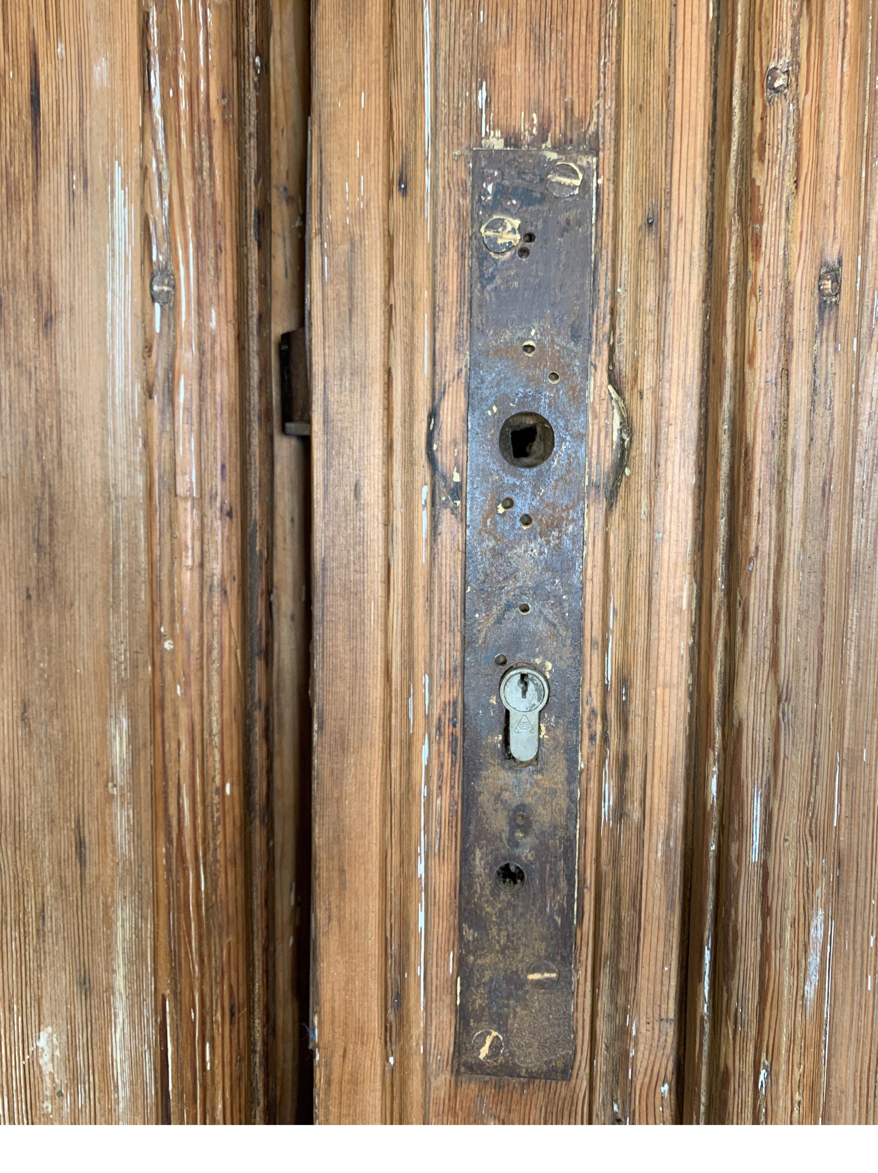 Pair of Antique 19th Century Handmade Pine Doors 3