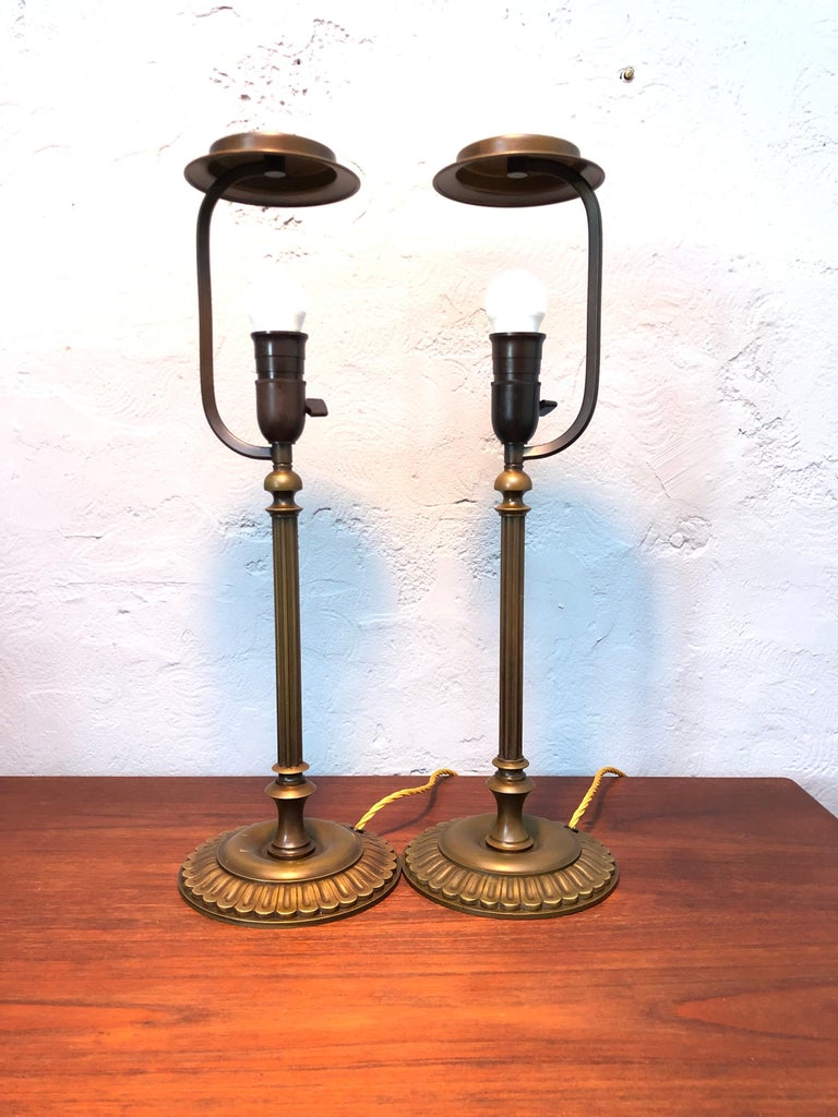 Pair of Antique Brass Table Lamps For Sale at 1stDibs