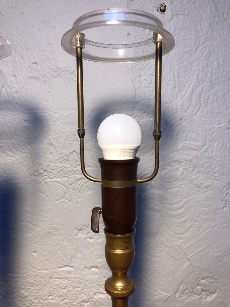 Pair of Antique Bronze Candle Holders with MidCentury Lamp Conversion