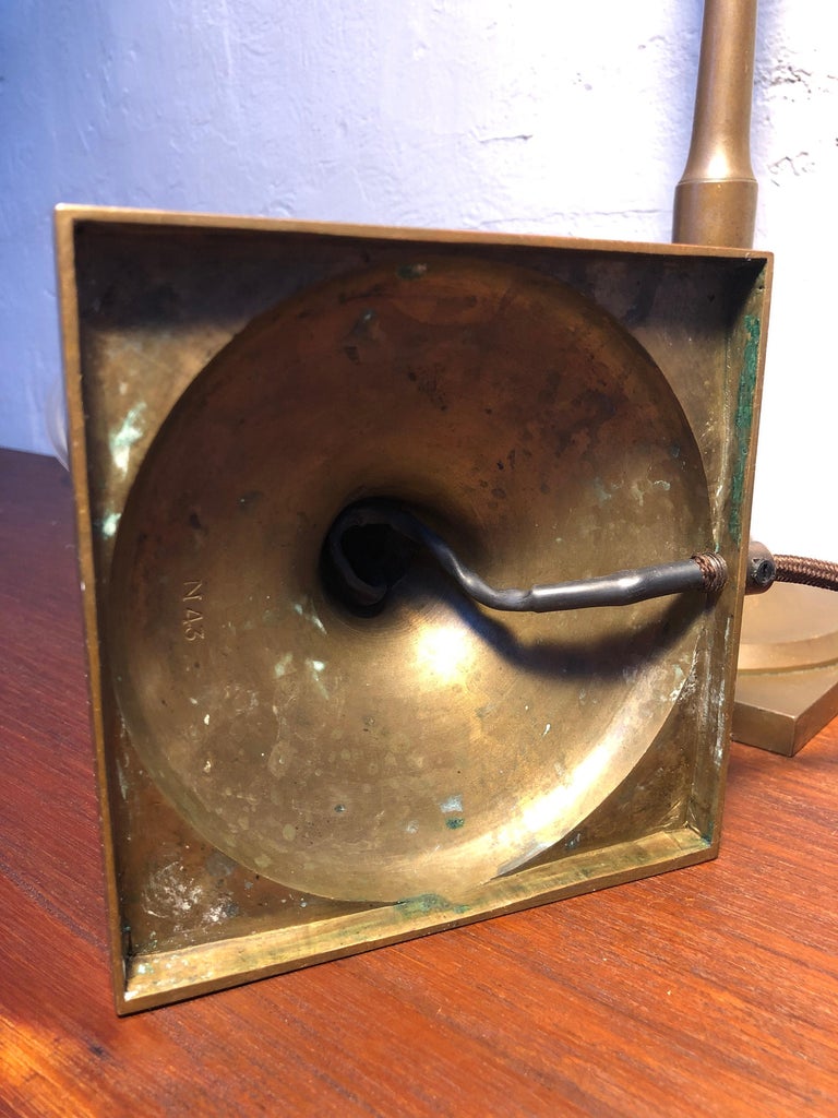 Pair of Antique Bronze Candle Holders with MidCentury Lamp Conversion For Sale at 1stDibs