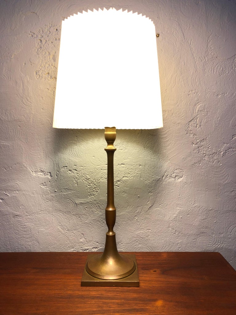 Pair of Antique Bronze Candle Holders with MidCentury Lamp Conversion