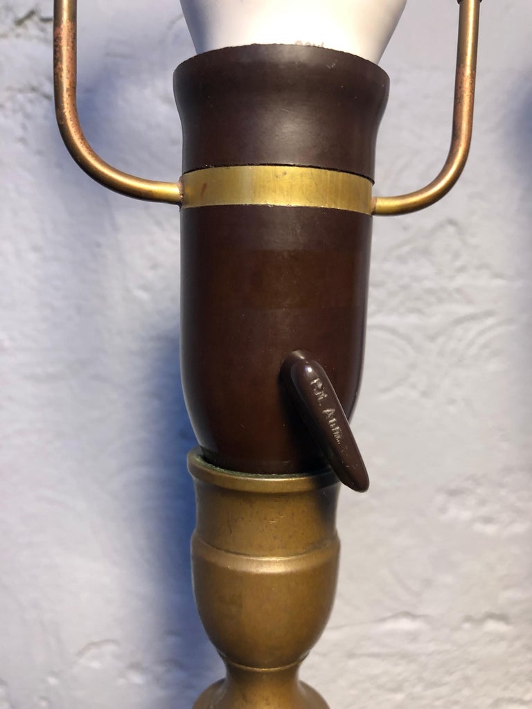 Pair of Antique Bronze Candle Holders with MidCentury Lamp Conversion