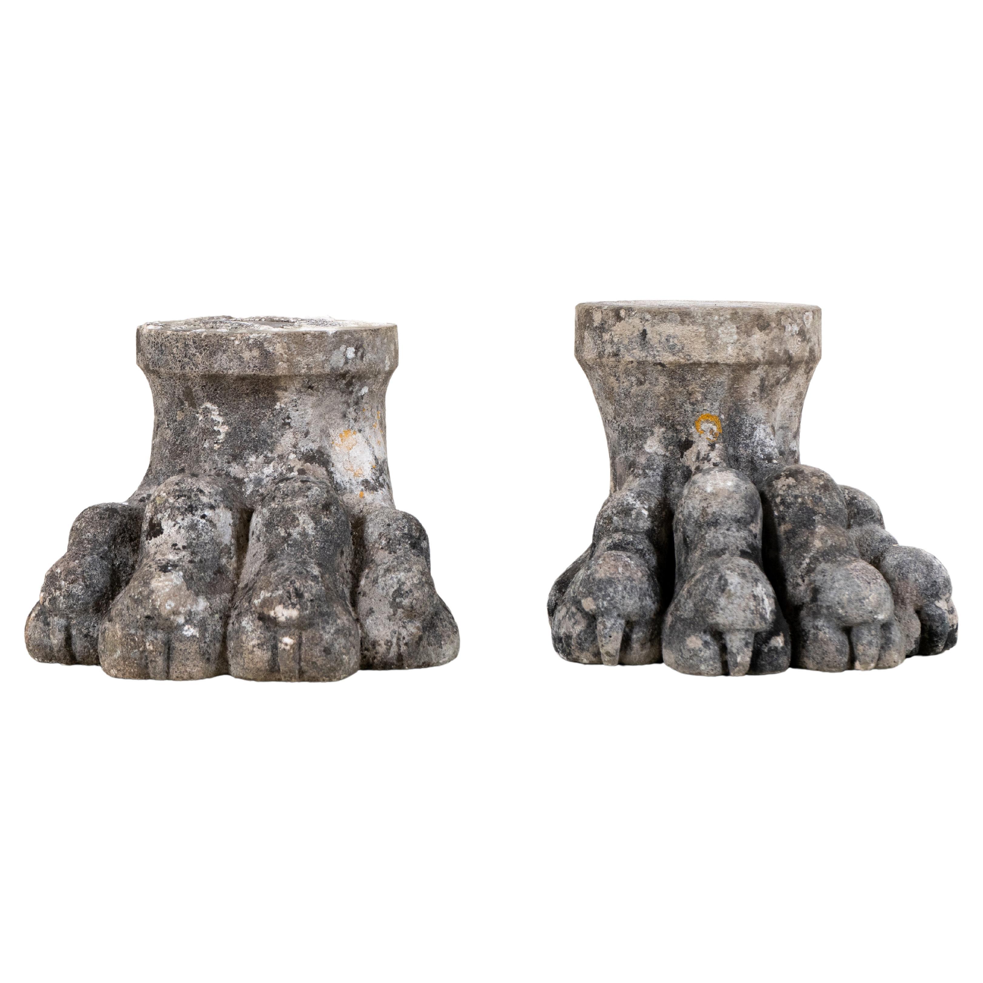 A Pair of Antique Cement Lion Paws, France 19th C. For Sale