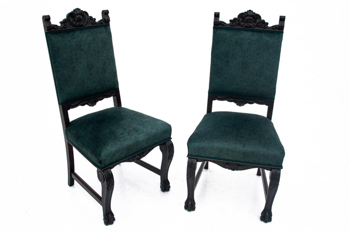 Paire de chaises anciennes sur pattes de lion, Europe de l'Ouest, vers 1920. en vente 4