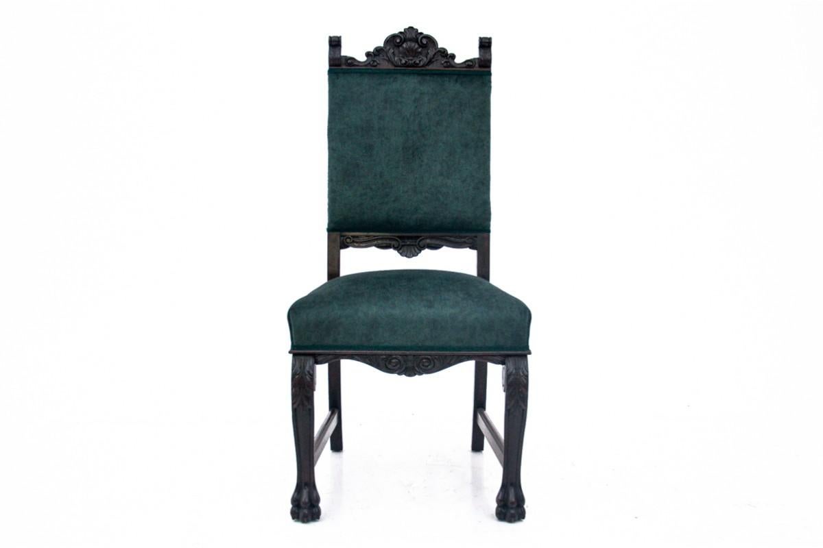 Paire de chaises anciennes sur pattes de lion, Europe de l'Ouest, vers 1920. Bon état - En vente à Chorzów, PL