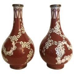 A Fine Pair of Antique Chinese Cloisonné Gord Form Vases, circa 1900