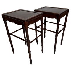 A Pair of Antique Chinese Rosewood Tables with turned legs