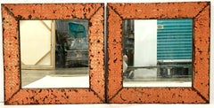 A Pair Of Antique Copper Ceiling Tile Framed Mirrors-New York City
