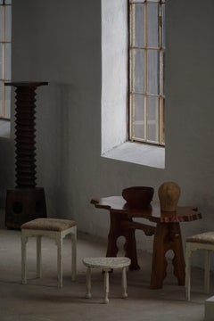 Paire de tabourets danois anciens, sièges en laine d'agneau, fin du 19e siècle