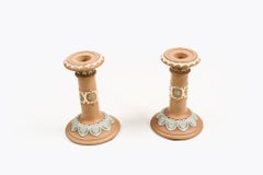 A Pair of Antique Doulton Candlesticks