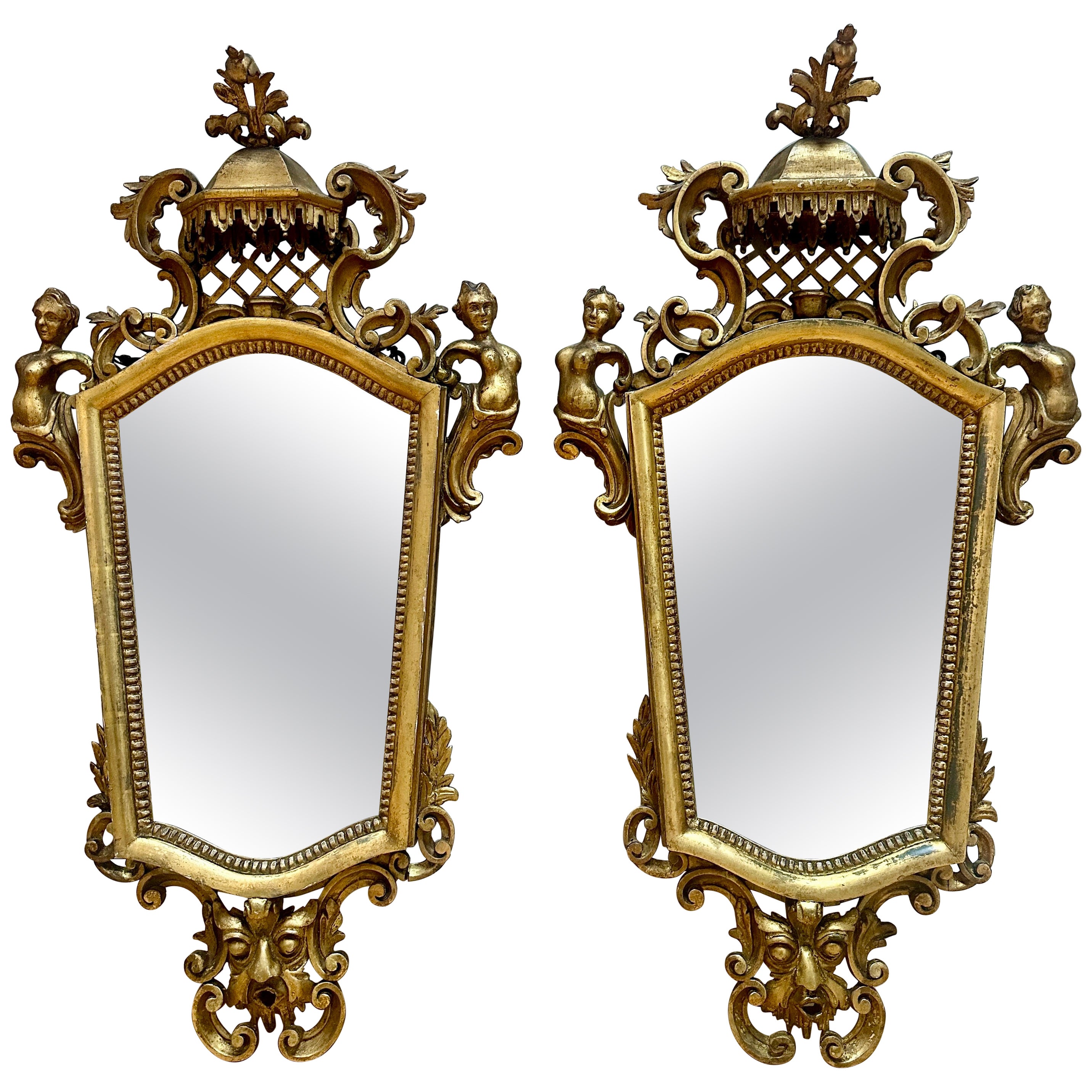 A Pair Of Antique English Giltwood Wall Mirrors
