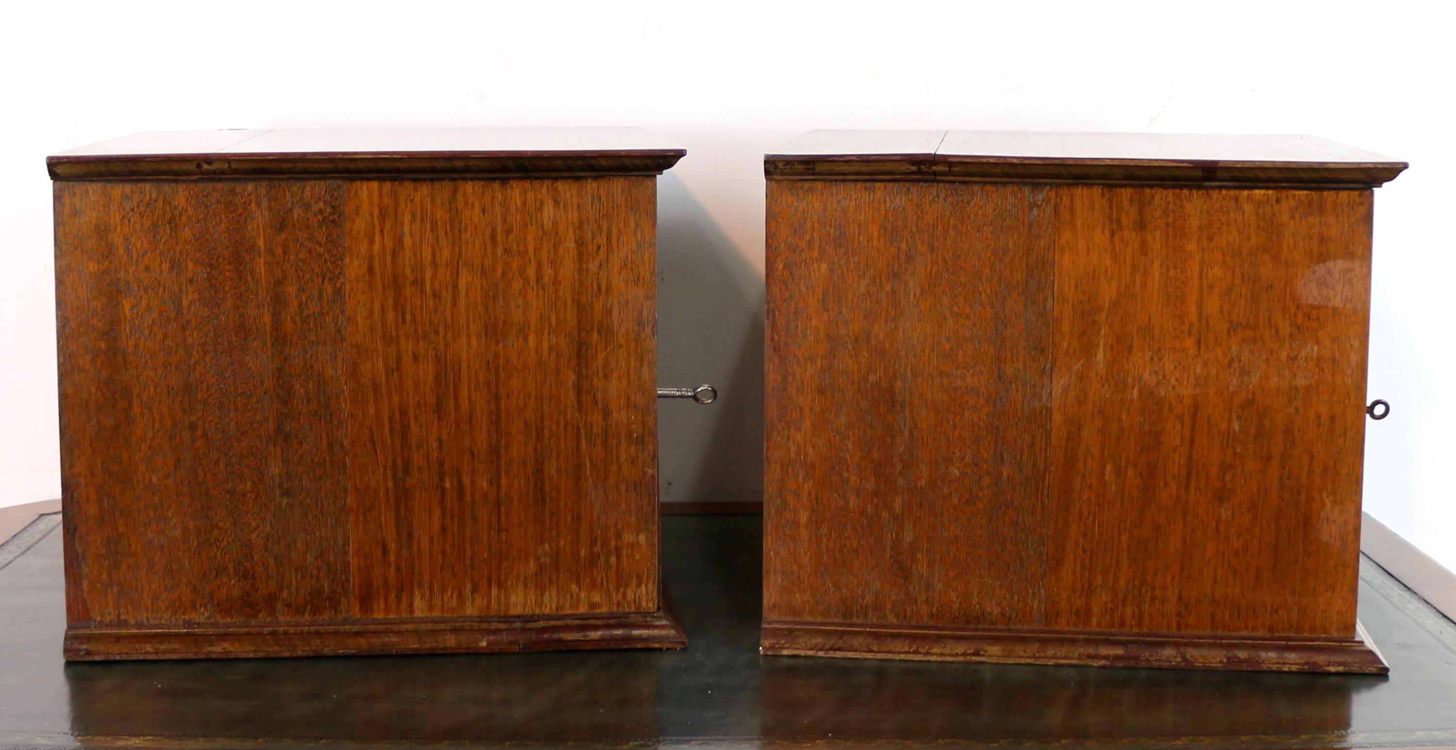 A Pair of Antique English Walnut Tabletop Microscope Slide Collectors Cabinets For Sale 10