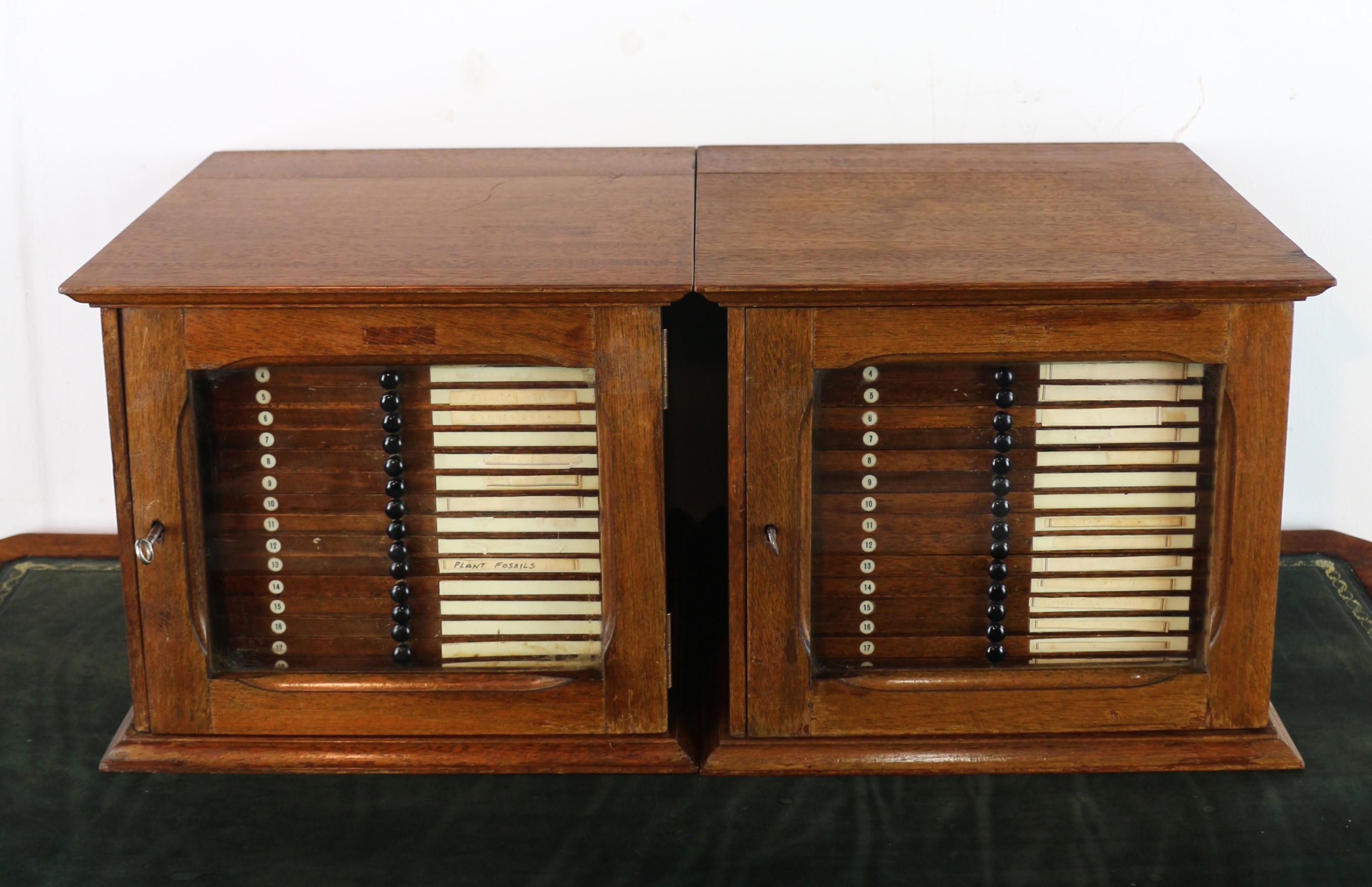 Victorian A Pair of Antique English Walnut Tabletop Microscope Slide Collectors Cabinets For Sale