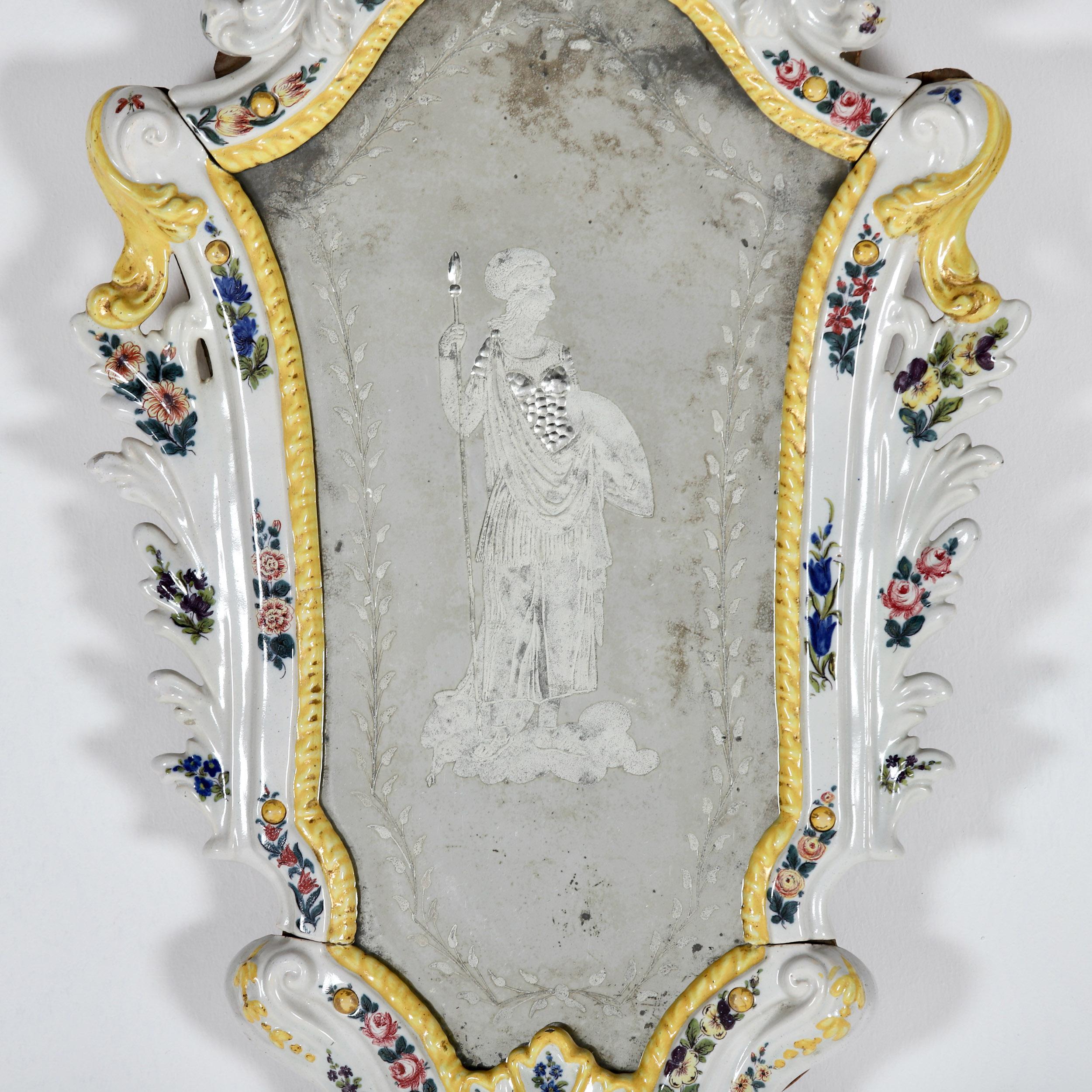 Rococo Pair of Antique Etched Glass Venetian Mirrors For Sale