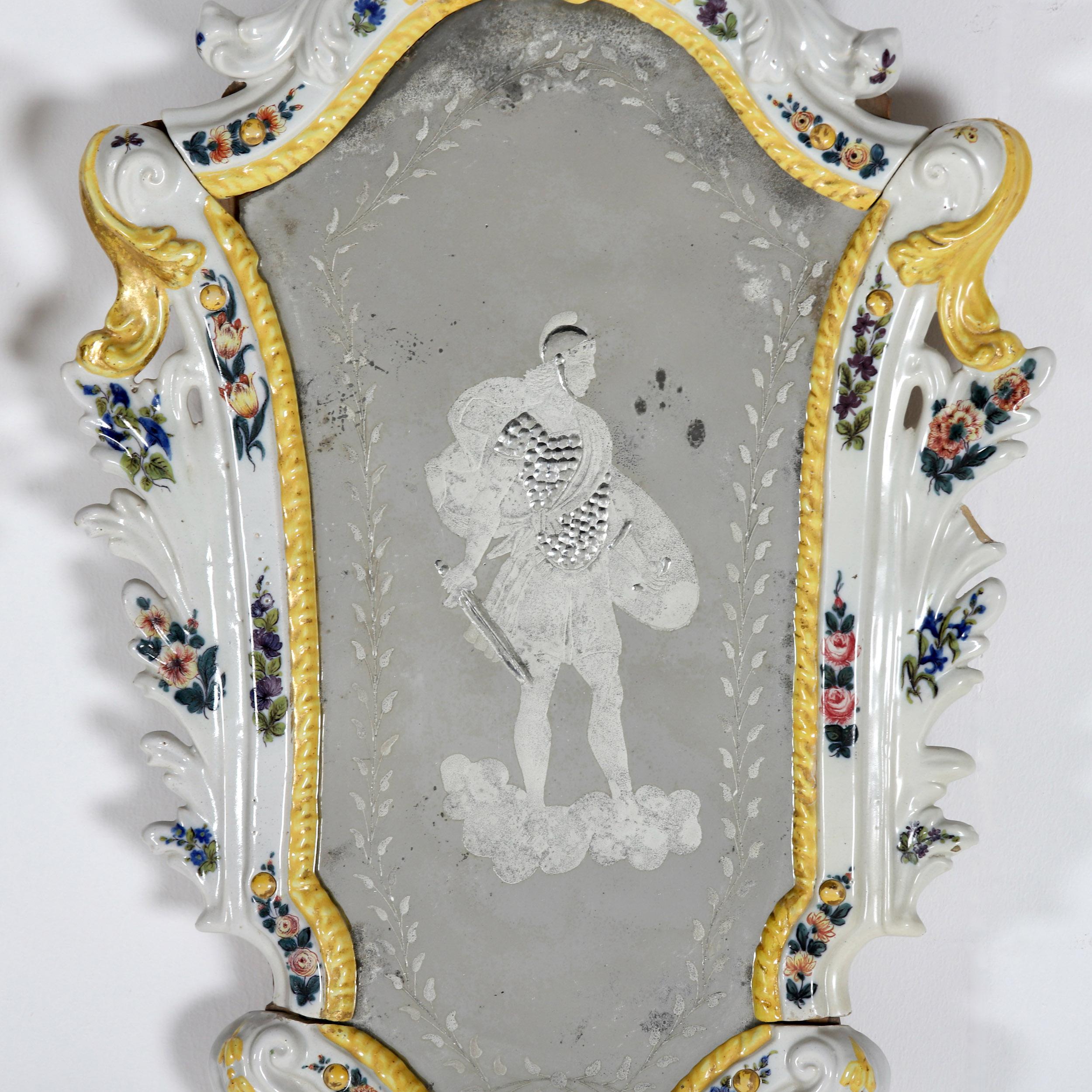 Italian Pair of Antique Etched Glass Venetian Mirrors For Sale