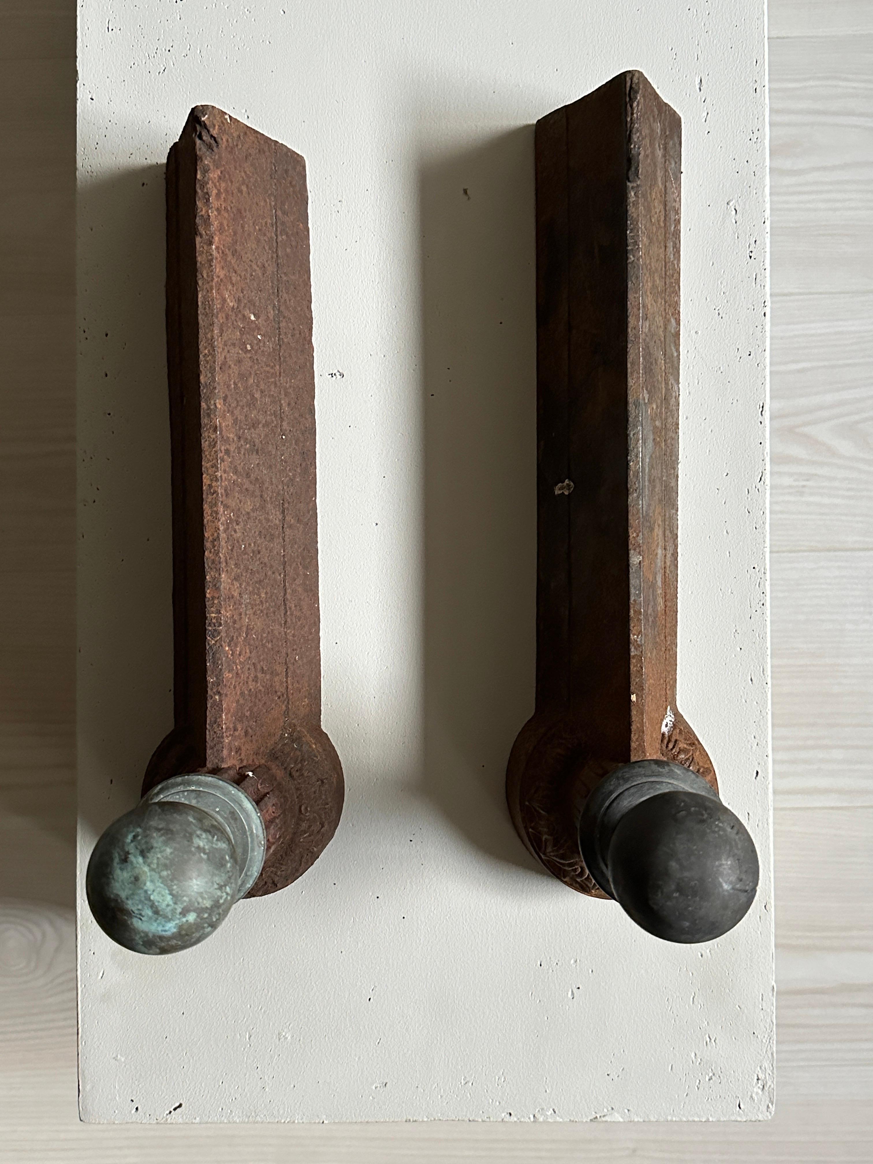 A Pair of Antique Firedogs, Fireside Tool Rests, France 1800s For Sale 2