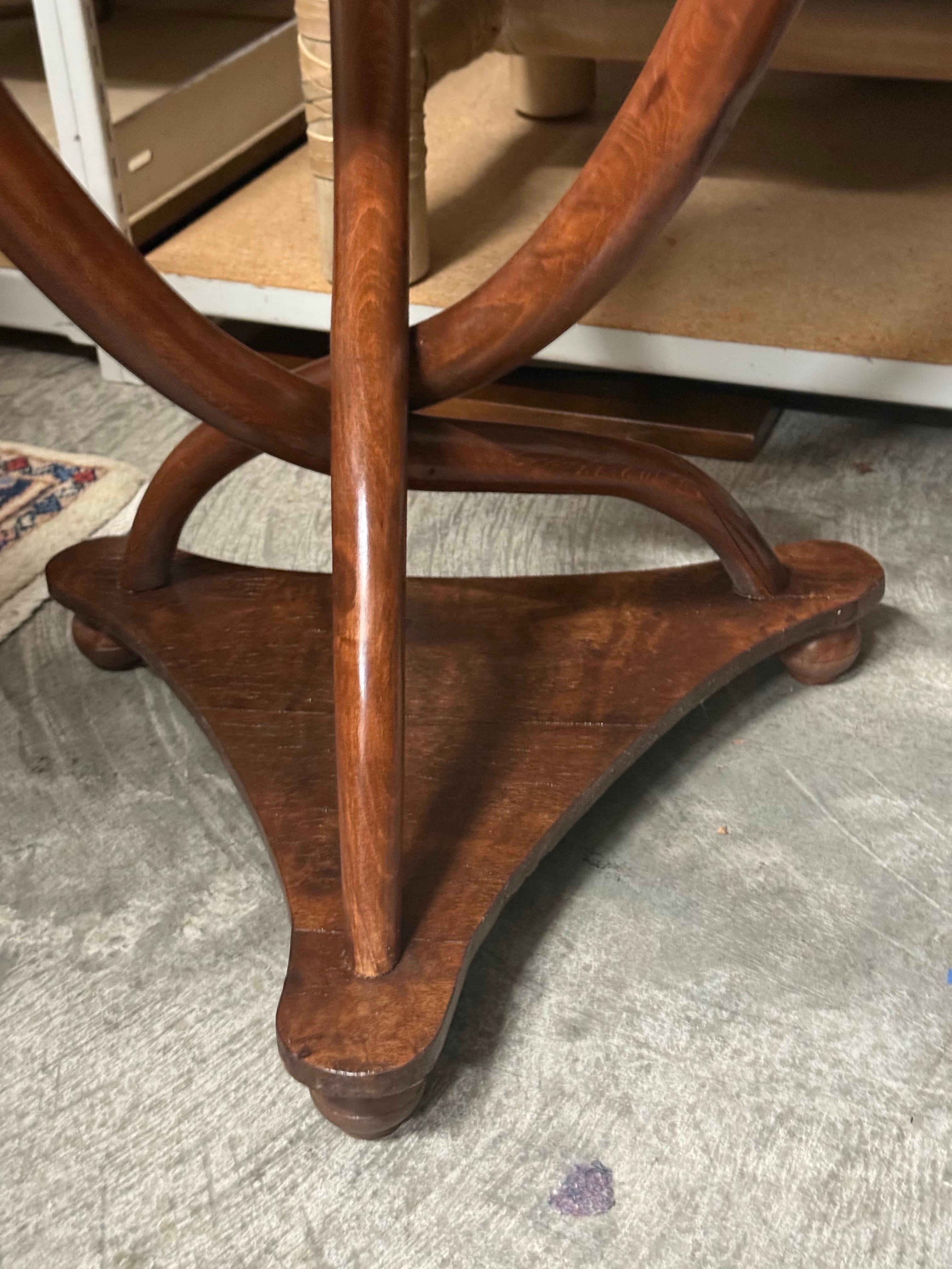A pair of Antique French Art Deco Side Tables With Drawer & Unique Twist Base For Sale 11