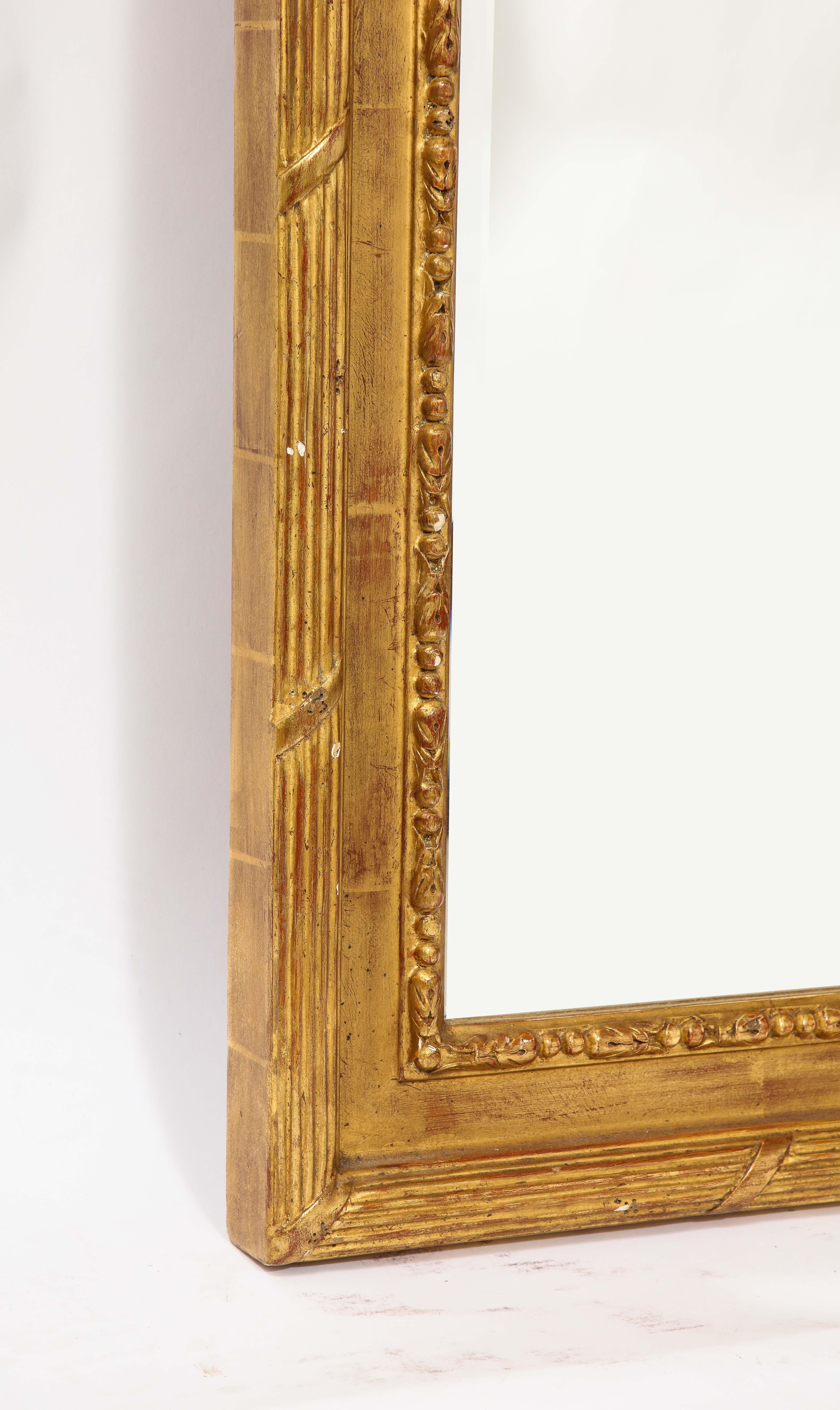 Pair of Antique French Louis XVI Style Hand Carved Giltwood Mirrors For Sale 13
