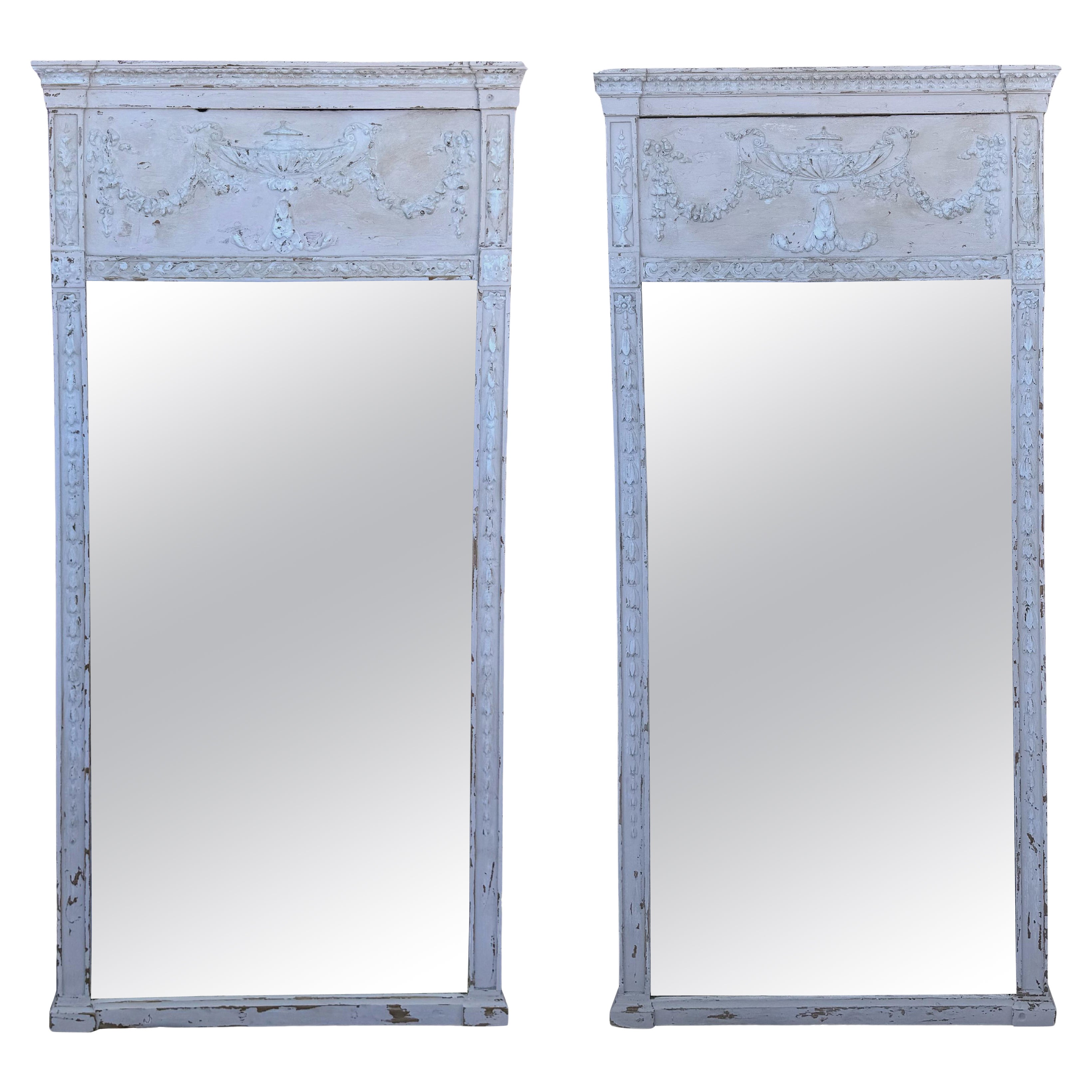 A Pair Of Antique French Neoclassic Chateau Trumeau Mirrors