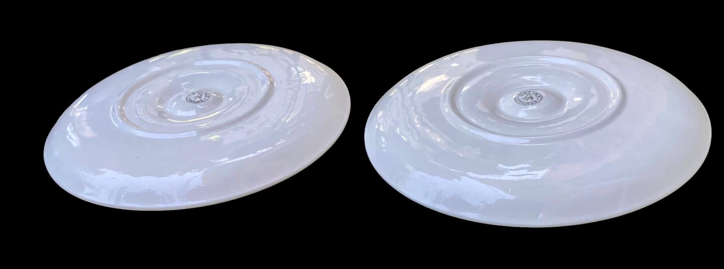 Pair of Antique French Salins Oyster Plates For Sale 1
