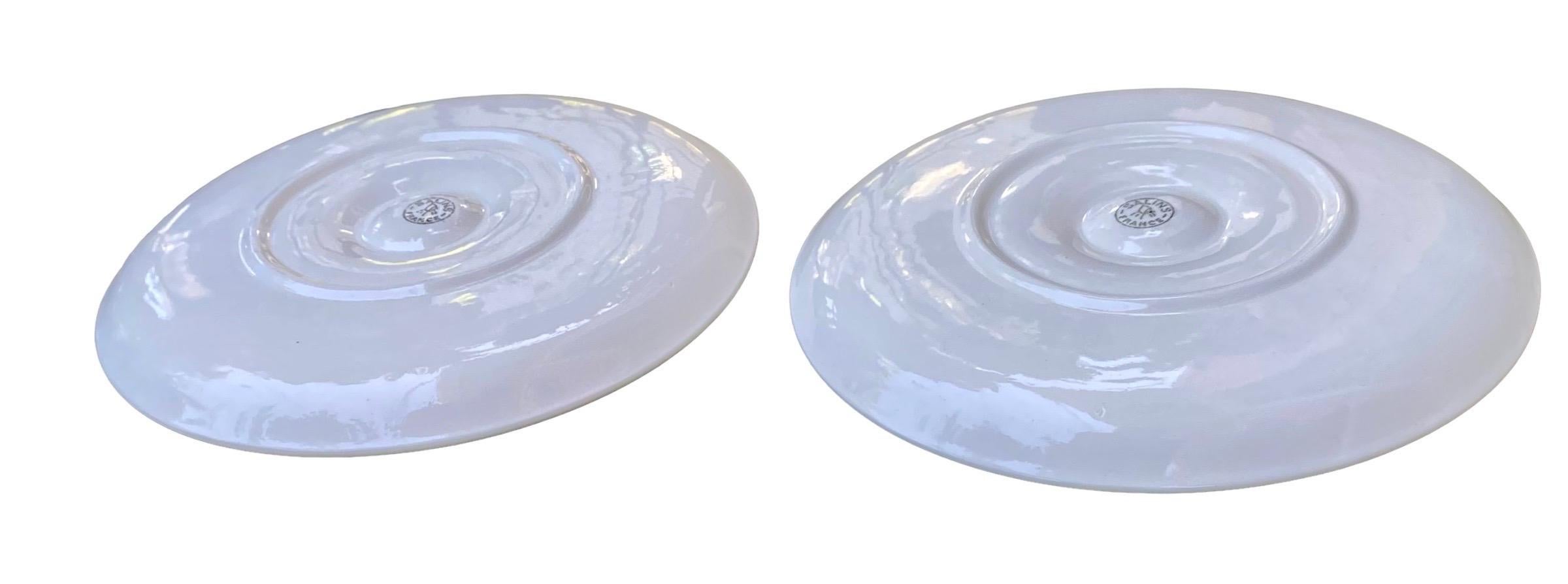 Pair of Antique French Salins Oyster Plates For Sale 3