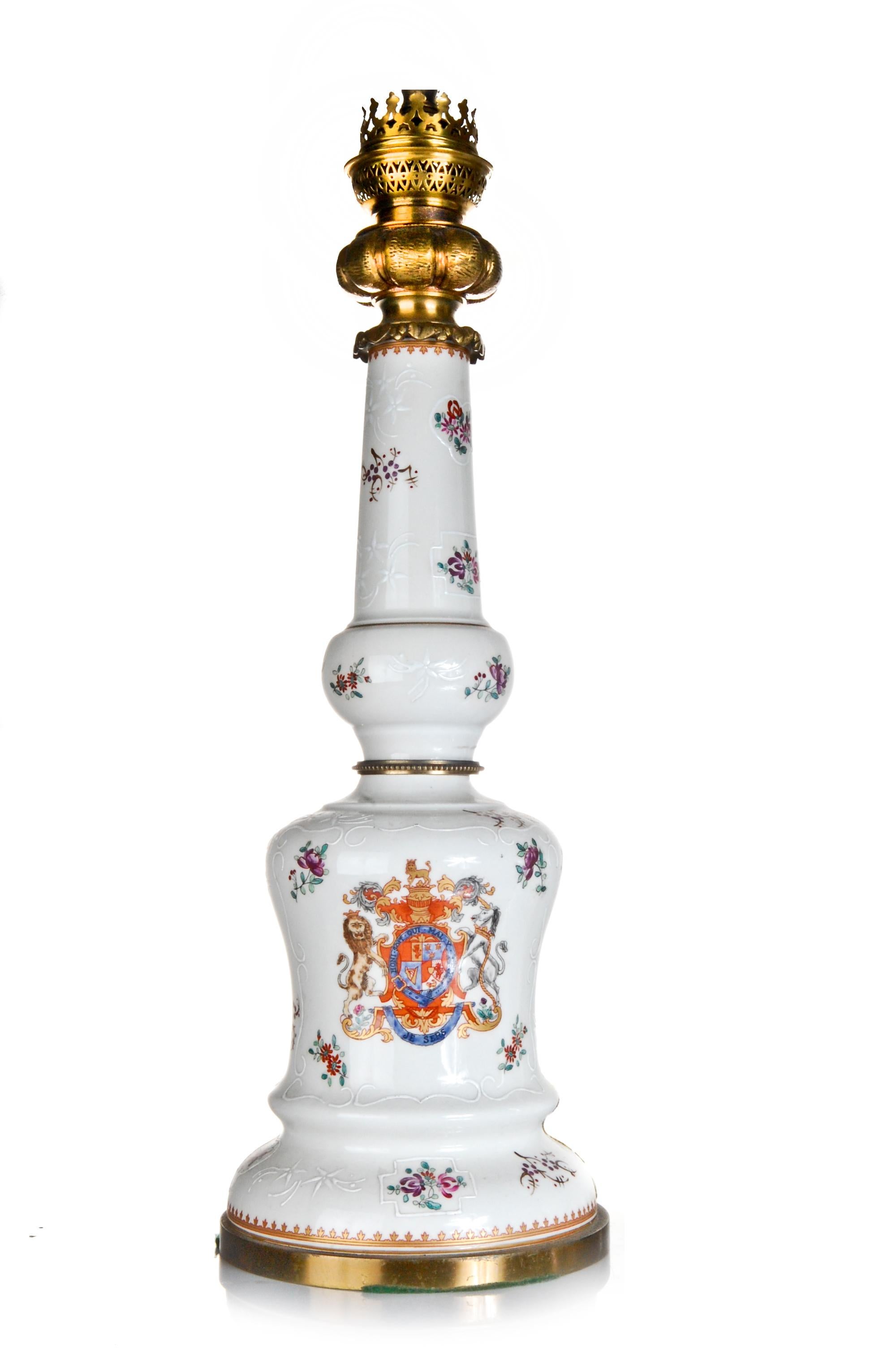 Louis XVI A Pair of Antique French Samson Porcelain Polychromed Porcelain & Bronze Lamps For Sale