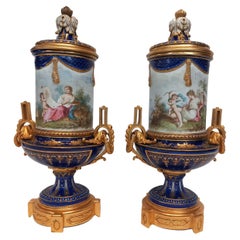 A  pair of antique French Sèvres vases dating from the Napoleon III era