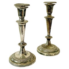 A Pair of Antique French Silver-Plated Candlesticks - XIXth century.
